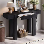 Tavolino Console da 47 con Cassetti, Tavolo Dietro Divano in Legno, Tavolino Stretto da Ingresso per Soggiorno o Ufficio