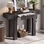 Tavolino Console da 47 con Cassetti, Tavolo Dietro Divano in Legno, Tavolino Stretto da Ingresso per Soggiorno o Ufficio