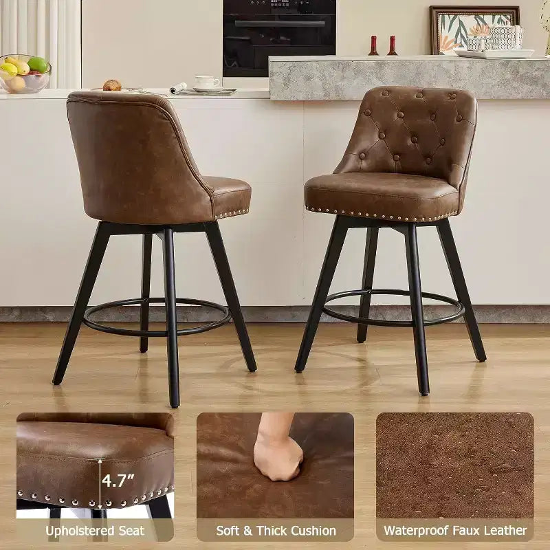 Sgabelli da bar girevoli moderni, imbottiti, con poggiapiedi, schienale e gambe in metallo, sgabelli da bar moderni ad altezza bancone per bar e isola cucina