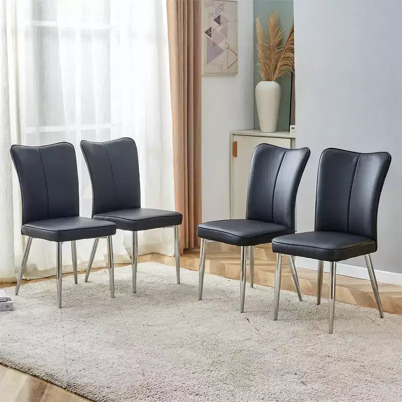 Sedie da pranzo, sedie da pranzo imbottite moderne minimaliste con schienale e gambe in metallo, nere