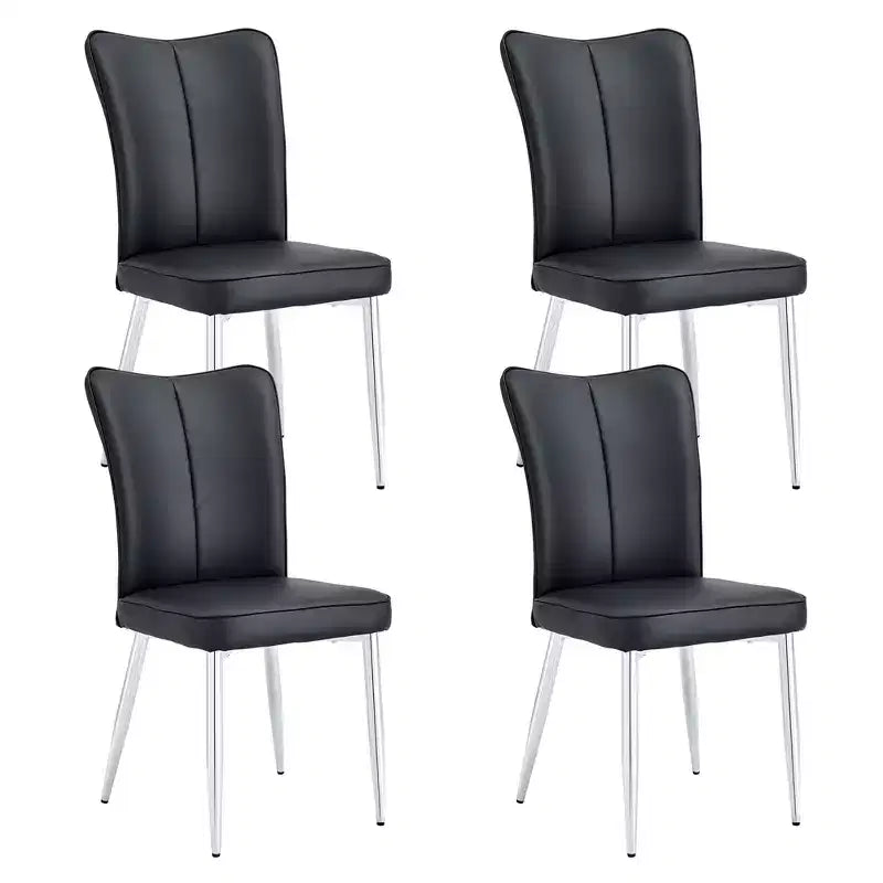 Sedie da pranzo, sedie da pranzo imbottite moderne minimaliste con schienale e gambe in metallo, nere