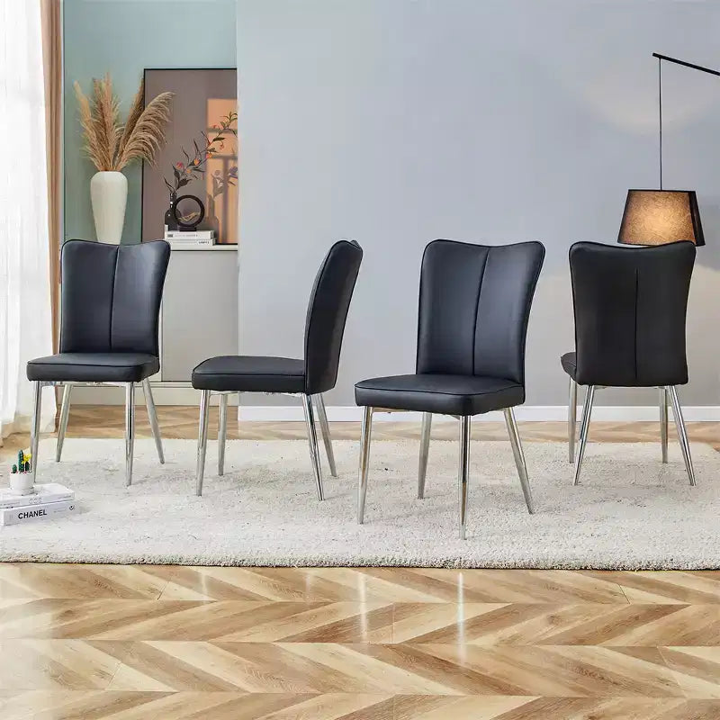 Sedie da pranzo, sedie da pranzo imbottite moderne minimaliste con schienale e gambe in metallo, nere