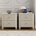 Set of 2 Fluted Nightstands, 22 Mid-Century Modern Bedside Tables with 3 Drawers & Solid Wood Legs - Panipeachy