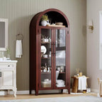 Dispensa da Cucina Ad Arco - Scaffale Rustico a 5 Ripiani con Ripiano Regolabile e 2 Grandi Ante in Vetro, Armadio Contenitore Versatile