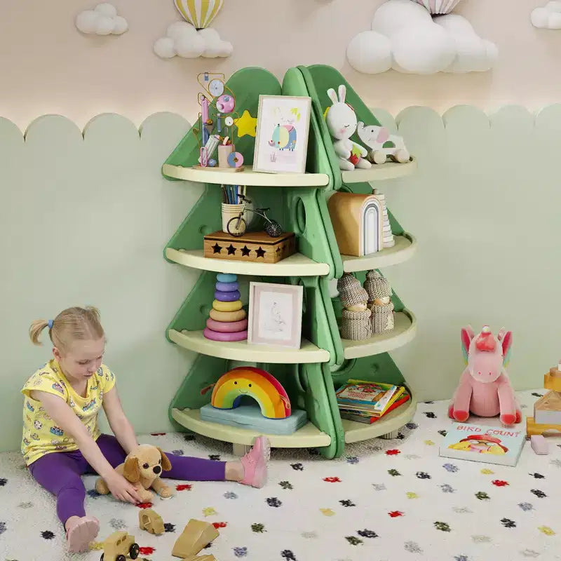 Gymax 4-Tier Tree Bookshelf w/Star Stickers for Kids Room Playroom Daycare & Nursery