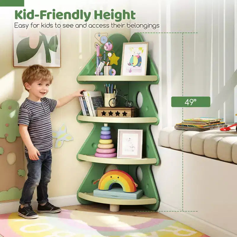 Gymax 4-Tier Tree Bookshelf w/Star Stickers for Kids Room Playroom Daycare & Nursery
