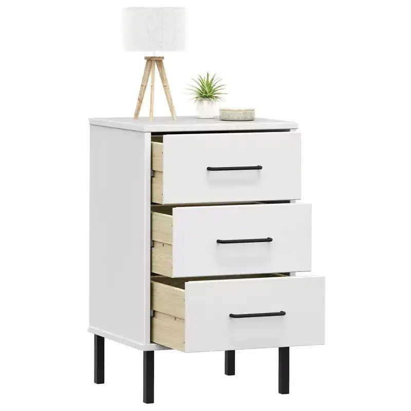vidaXL Nightstand Storage Bedside Table with 3 Drawers Solid Pine Wood OSLO
