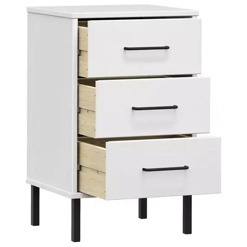 vidaXL Nightstand Storage Bedside Table with 3 Drawers Solid Pine Wood OSLO