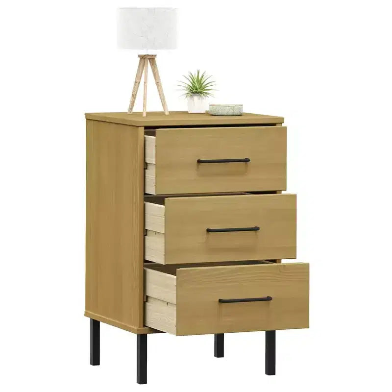 vidaXL Nightstand Storage Bedside Table with 3 Drawers Solid Pine Wood OSLO