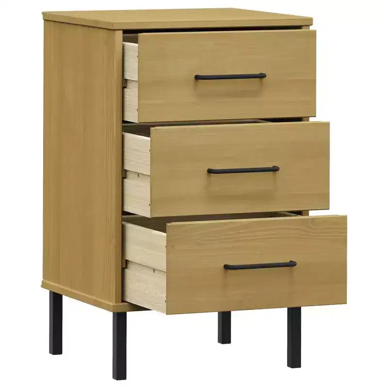 vidaXL Nightstand Storage Bedside Table with 3 Drawers Solid Pine Wood OSLO