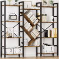 4-layer Bookshelves, Large Wooden Bookcases, Open Display Racks for Living Rooms and Bedrooms, Modern Bookshelf Metal-framed Furniture, Brown.