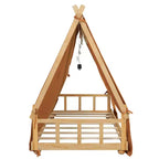 Letti a baldacchino a casetta singoli/matrimoniali con tenda e luci decorative, giroletto a piattaforma per bambini e ragazzi, nessuna rete a molle necessaria