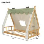 Letti a baldacchino a casetta singoli/matrimoniali con tenda e luci decorative, giroletto a piattaforma per bambini e ragazzi, nessuna rete a molle necessaria