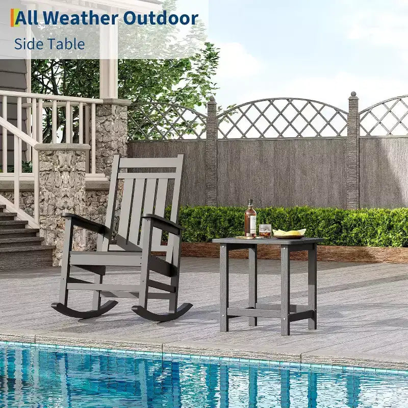 Weather Resistant Square Outdoor Side Table, Patio End Table for Backyard, Pool, Front Porch, and Indoor UsePerfect Companion Piece