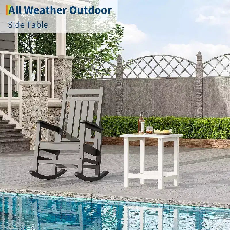 Weather Resistant Square Outdoor Side Table, Patio End Table for Backyard, Pool, Front Porch, and Indoor UsePerfect Companion Piece