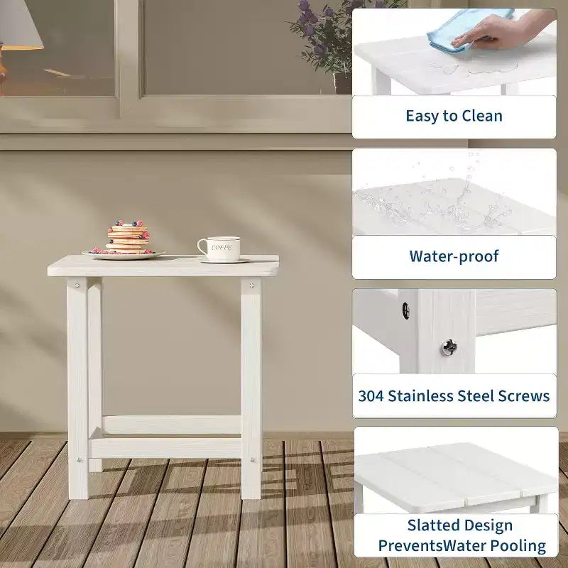 Weather Resistant Square Outdoor Side Table, Patio End Table for Backyard, Pool, Front Porch, and Indoor UsePerfect Companion Piece