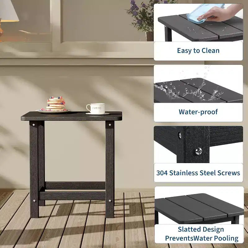 Weather Resistant Square Outdoor Side Table, Patio End Table for Backyard, Pool, Front Porch, and Indoor UsePerfect Companion Piece