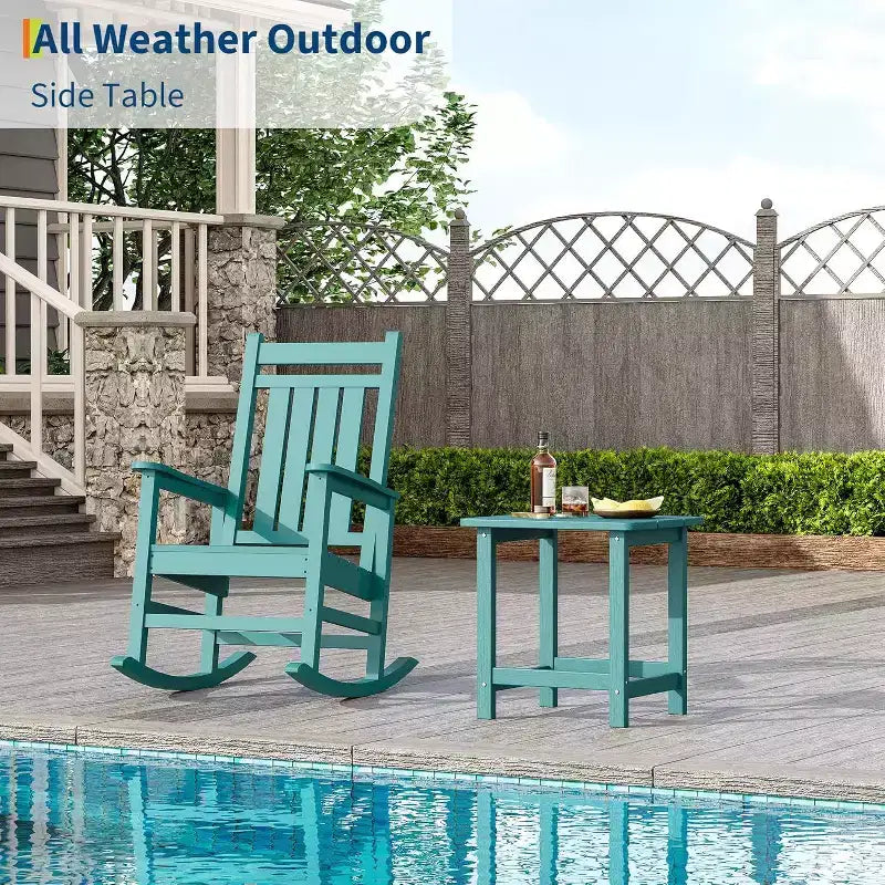 Weather Resistant Square Outdoor Side Table, Patio End Table for Backyard, Pool, Front Porch, and Indoor UsePerfect Companion Piece