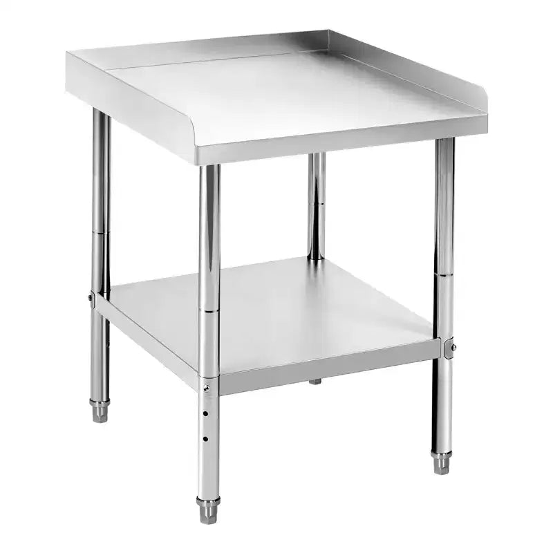 Commercial Stainless Steel Work Table with Adjustable Height - 400 lb Capacity, 2 Safety Lip, Heavy-Duty for Restaurant Kitchen & Food Prep