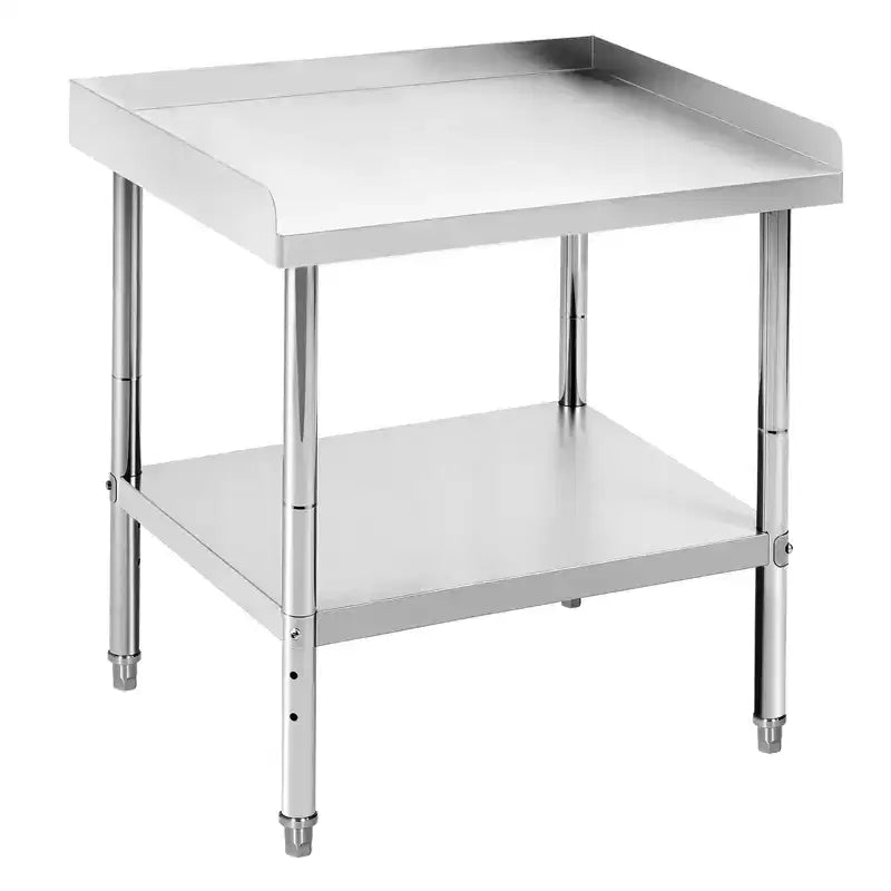 Commercial Stainless Steel Work Table with Adjustable Height - 400 lb Capacity, 2 Safety Lip, Heavy-Duty for Restaurant Kitchen & Food Prep