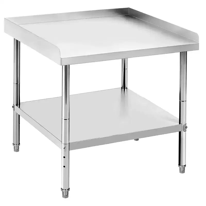 Commercial Stainless Steel Work Table with Adjustable Height - 400 lb Capacity, 2 Safety Lip, Heavy-Duty for Restaurant Kitchen & Food Prep