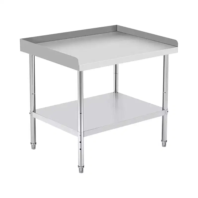 Commercial Stainless Steel Work Table with Adjustable Height - 400 lb Capacity, 2 Safety Lip, Heavy-Duty for Restaurant Kitchen & Food Prep