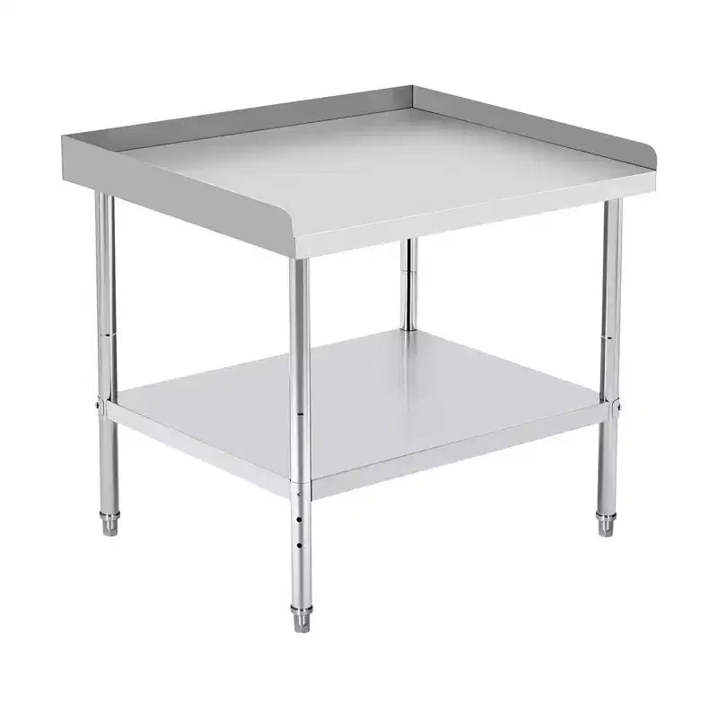 Commercial Stainless Steel Work Table with Adjustable Height - 400 lb Capacity, 2 Safety Lip, Heavy-Duty for Restaurant Kitchen & Food Prep