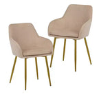 Sedie da pranzo moderne imbottite in velluto con gambe in metallo dorato ()