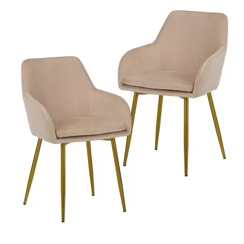 Sedie da pranzo moderne imbottite in velluto con gambe in metallo dorato ()
