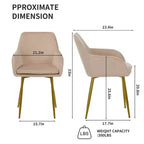 Sedie da pranzo moderne imbottite in velluto con gambe in metallo dorato ()