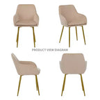 Sedie da pranzo moderne imbottite in velluto con gambe in metallo dorato ()
