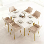 Sedie da pranzo moderne imbottite in velluto con gambe in metallo dorato ()