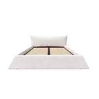 Letto a piattaforma imbottito king size, struttura letto in metallo e legno massiccio con testiera in velluto dalla forma speciale