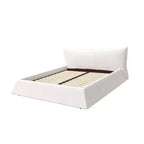 Letto a piattaforma imbottito king size, struttura letto in metallo e legno massiccio con testiera in velluto dalla forma speciale