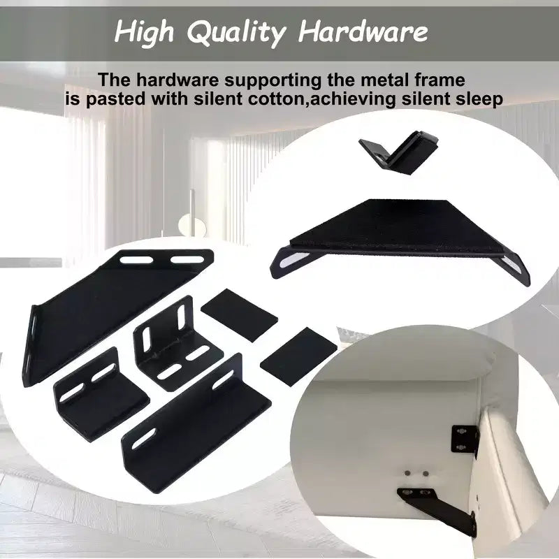 Letto a piattaforma imbottito king size, struttura letto in metallo e legno massiccio con testiera in velluto dalla forma speciale