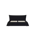 Letto a piattaforma imbottito king size, struttura letto in metallo e legno massiccio con testiera in velluto dalla forma speciale