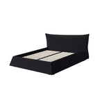 Letto a piattaforma imbottito king size, struttura letto in metallo e legno massiccio con testiera in velluto dalla forma speciale