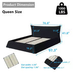 Letto a piattaforma imbottito king size, struttura letto in metallo e legno massiccio con testiera in velluto dalla forma speciale