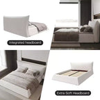 Letto a piattaforma imbottito king size, struttura letto in metallo e legno massiccio con testiera in velluto dalla forma speciale