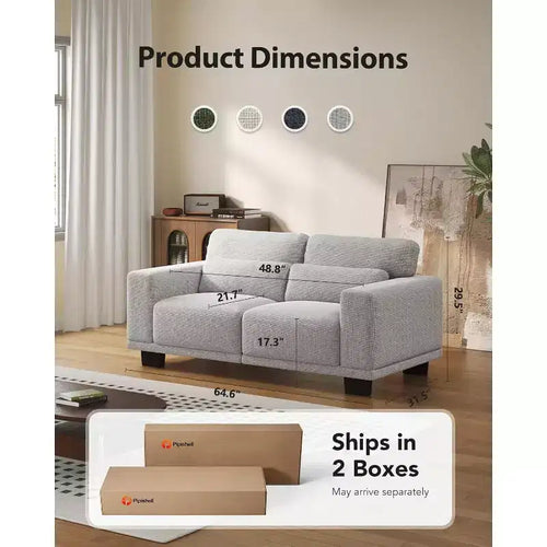 65 In Modern Couch with Deep Seats and Wide Armrests, Loveseat Couches for Living Room, Comfortable Love Seat Sofa with Max weight capacity 300 lbs