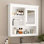 Mobiletto a specchio rettangolare in MDF da 32" L x 28" H con 5 ripiani rimovibili, cerniere a chiusura ammortizzata