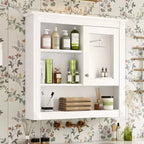 Mobiletto a specchio rettangolare in MDF da 32" L x 28" H con 5 ripiani rimovibili, cerniere a chiusura ammortizzata