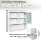 Mobiletto a specchio rettangolare in MDF da 32" L x 28" H con 5 ripiani rimovibili, cerniere a chiusura ammortizzata