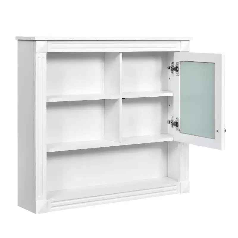 Mobiletto a specchio rettangolare in MDF da 32" L x 28" H con 5 ripiani rimovibili, cerniere a chiusura ammortizzata
