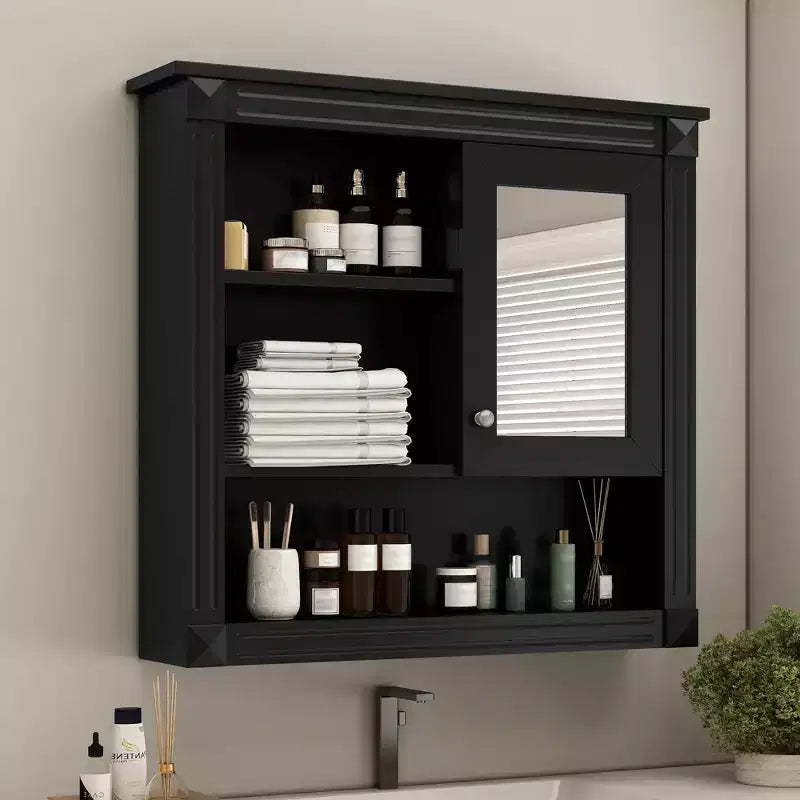 Mobiletto a specchio rettangolare in MDF da 32" L x 28" H con 5 ripiani rimovibili, cerniere a chiusura ammortizzata