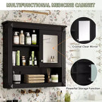 Mobiletto a specchio rettangolare in MDF da 32" L x 28" H con 5 ripiani rimovibili, cerniere a chiusura ammortizzata