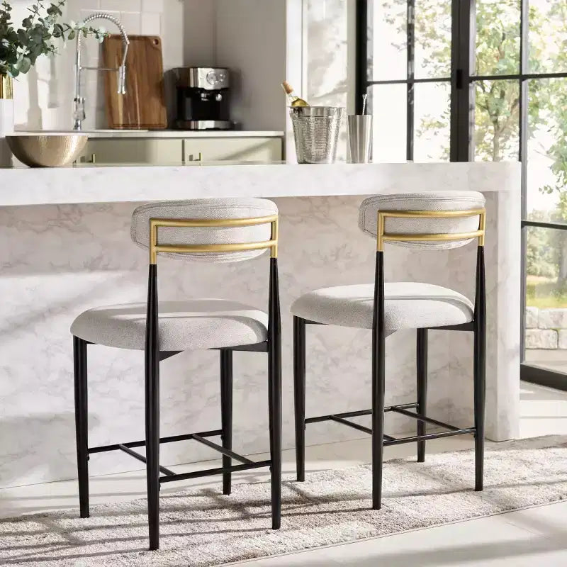 Covelle Counter Stool (Set of 2) - BST6402A - Black Gold/Dove Grey - Safavieh