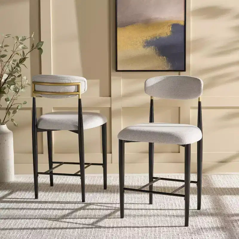 Covelle Counter Stool (Set of 2) - BST6402A - Black Gold/Dove Grey - Safavieh