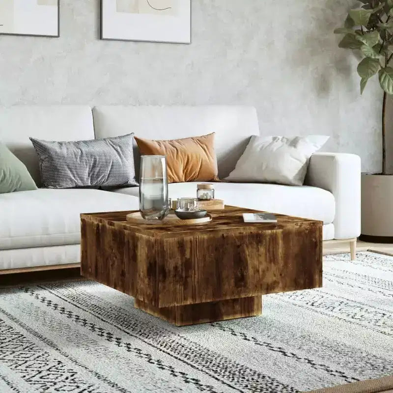 vidaXL Coffee Table White Engineered Wood 23.6 in x 23.6 in x 12.4 in