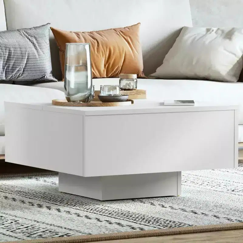 vidaXL Coffee Table White Engineered Wood 23.6 in x 23.6 in x 12.4 in